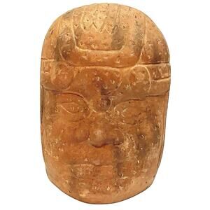 Olmec Head Statue Large Terracotta Clay INAH Authentic Mexico Folk Sculpture